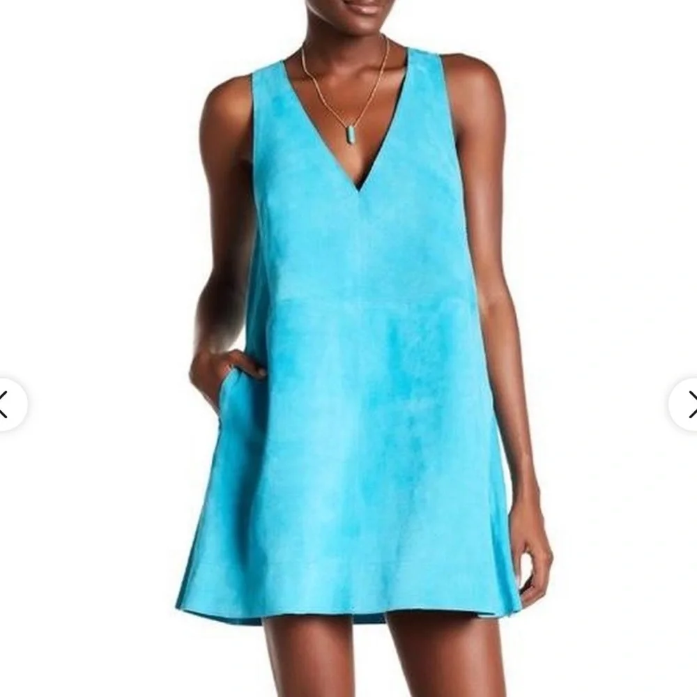 NWT Free People Teal Love Retro Suede Shift Dress XS - Picture 1 of 1